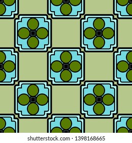 Color decorative seamless pattern with geometric ornamnet. Vector illustration.