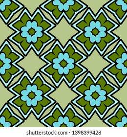 Color decorative seamless pattern with geometric ornamnet. Vector illustration.