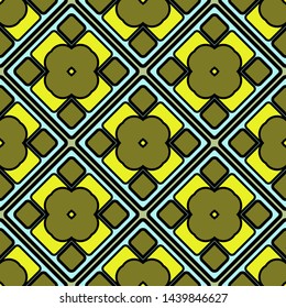 Color decorative seamless pattern with geometric ornamnet. Vector illustration.