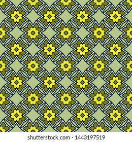 Color decorative seamless pattern with geometric ornamnet. Vector illustration.