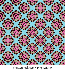 Color decorative seamless pattern with geometric ornamnet. Vector illustration.