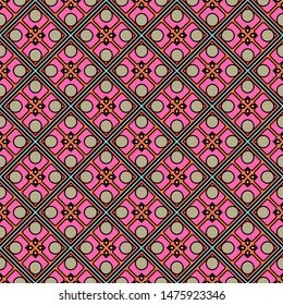 Color decorative seamless pattern with geometric ornamnet. Vector illustration.