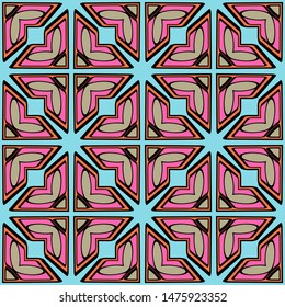 Color decorative seamless pattern with geometric ornamnet. Vector illustration.