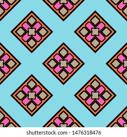 Color decorative seamless pattern with geometric ornamnet. Vector illustration.