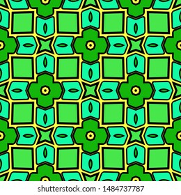 Color decorative seamless pattern with geometric ornamnet. Vector illustration.