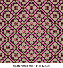 Color decorative seamless pattern with geometric ornamnet. Vector illustration.