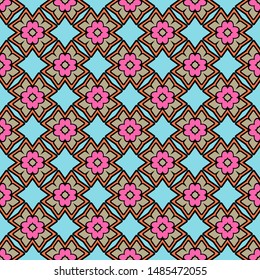 Color decorative seamless pattern with geometric ornamnet. Vector illustration.