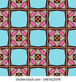 Color decorative seamless pattern with geometric ornament. Vector illustration.
