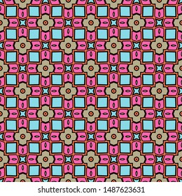 Color decorative seamless pattern with geometric ornament. Vector illustration.