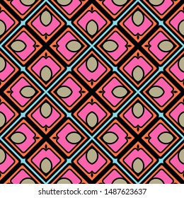 Color decorative seamless pattern with geometric ornament. Vector illustration.