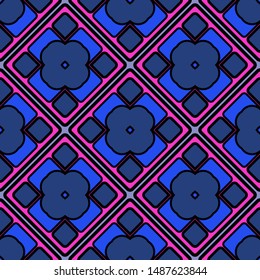 Color decorative seamless pattern with geometric ornamnet. Vector illustration.