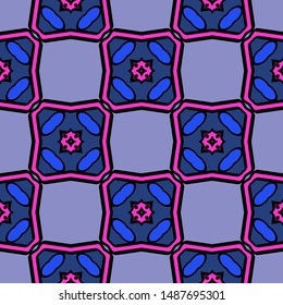 Color decorative seamless pattern with geometric ornamnet. Vector illustration.