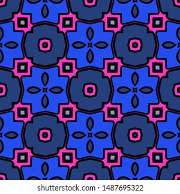 Color decorative seamless pattern with geometric ornamnet. Vector illustration.