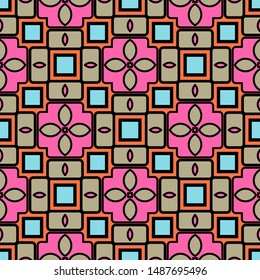 Color decorative seamless pattern with geometric ornamnet. Vector illustration.