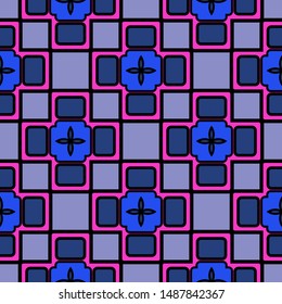 Color decorative seamless pattern with geometric ornament. Vector illustration.