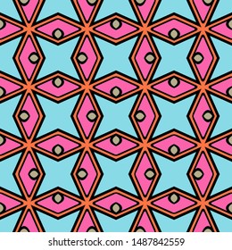 Color decorative seamless pattern with geometric ornament. Vector illustration.