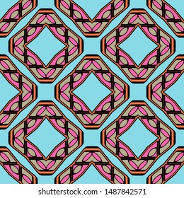 Color decorative seamless pattern with geometric ornamnet. Vector illustration.
