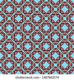 Color decorative seamless pattern with geometric ornamnet. Vector illustration.