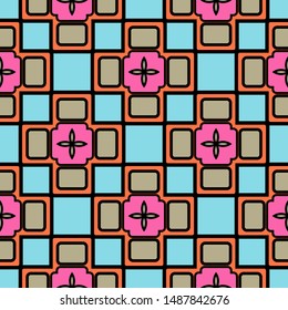Color decorative seamless pattern with geometric ornament. Vector illustration.