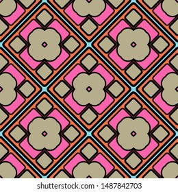 Color decorative seamless pattern with geometric ornament. Vector illustration.