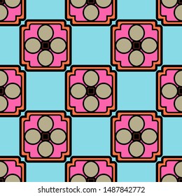 Color decorative seamless pattern with geometric ornament. Vector illustration.
