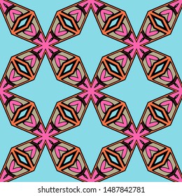 Color decorative seamless pattern with geometric ornamnet. Vector illustration.