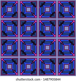 Color decorative seamless pattern with geometric ornamnet. Vector illustration.