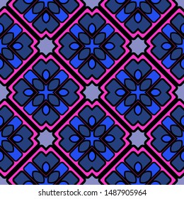 Color decorative seamless pattern with geometric ornamnet. Vector illustration.