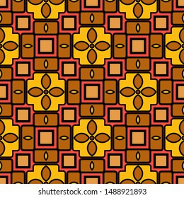 Color decorative seamless pattern with geometric ornamnet. Vector illustration.