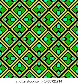 Color decorative seamless pattern with geometric ornamnet. Vector illustration.