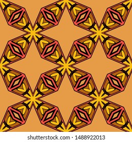 Color decorative seamless pattern with geometric ornamnet. Vector illustration.