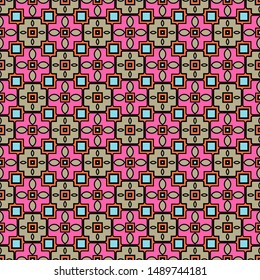 Color decorative seamless pattern with geometric ornamnet. Vector illustration.