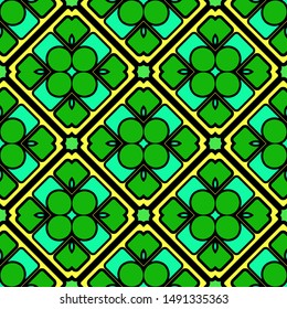 Color decorative seamless pattern with geometric ornamnet. Vector illustration.