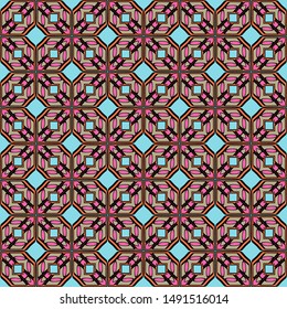 Color decorative seamless pattern with geometric ornamnet. Vector illustration.