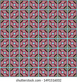 Color decorative seamless pattern with geometric ornamnet. Vector illustration.