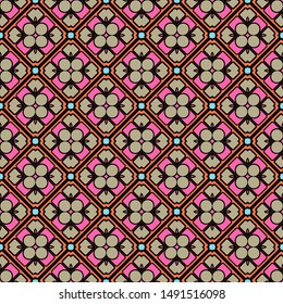 Color decorative seamless pattern with geometric ornamnet. Vector illustration.