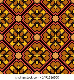 Color decorative seamless pattern with geometric ornamnet. Vector illustration.