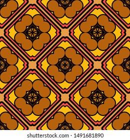 Color decorative seamless pattern with geometric ornamnet. Vector illustration.