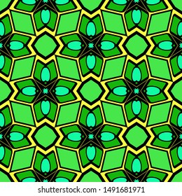Color decorative seamless pattern with geometric ornamnet. Vector illustration.