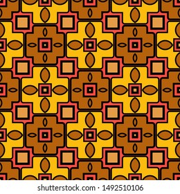 Color decorative seamless pattern with geometric ornamnet. Vector illustration.