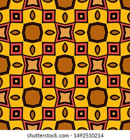Color decorative seamless pattern with geometric ornamnet. Vector illustration.