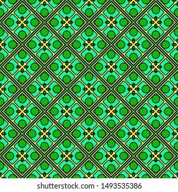 Color decorative seamless pattern with geometric ornamnet. Vector illustration.