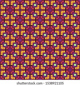 Color decorative seamless pattern with geometric ornamnet. Vector illustration.