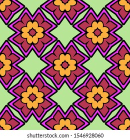 Color decorative seamless pattern with geometric ornamnet. Vector illustration.