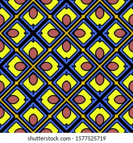 Color decorative seamless pattern with geometric ornamnet. Vector illustration.