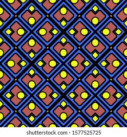 Color decorative seamless pattern with geometric ornamnet. Vector illustration.