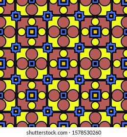 Color decorative seamless pattern with geometric ornamnet. Vector illustration.
