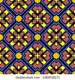 Color decorative seamless pattern with geometric ornamnet. Vector illustration.