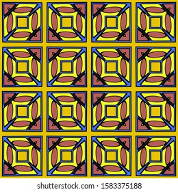 Color decorative seamless pattern with geometric ornamnet. Vector illustration.
