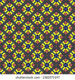 Color decorative seamless pattern with geometric ornamnet. Vector illustration.